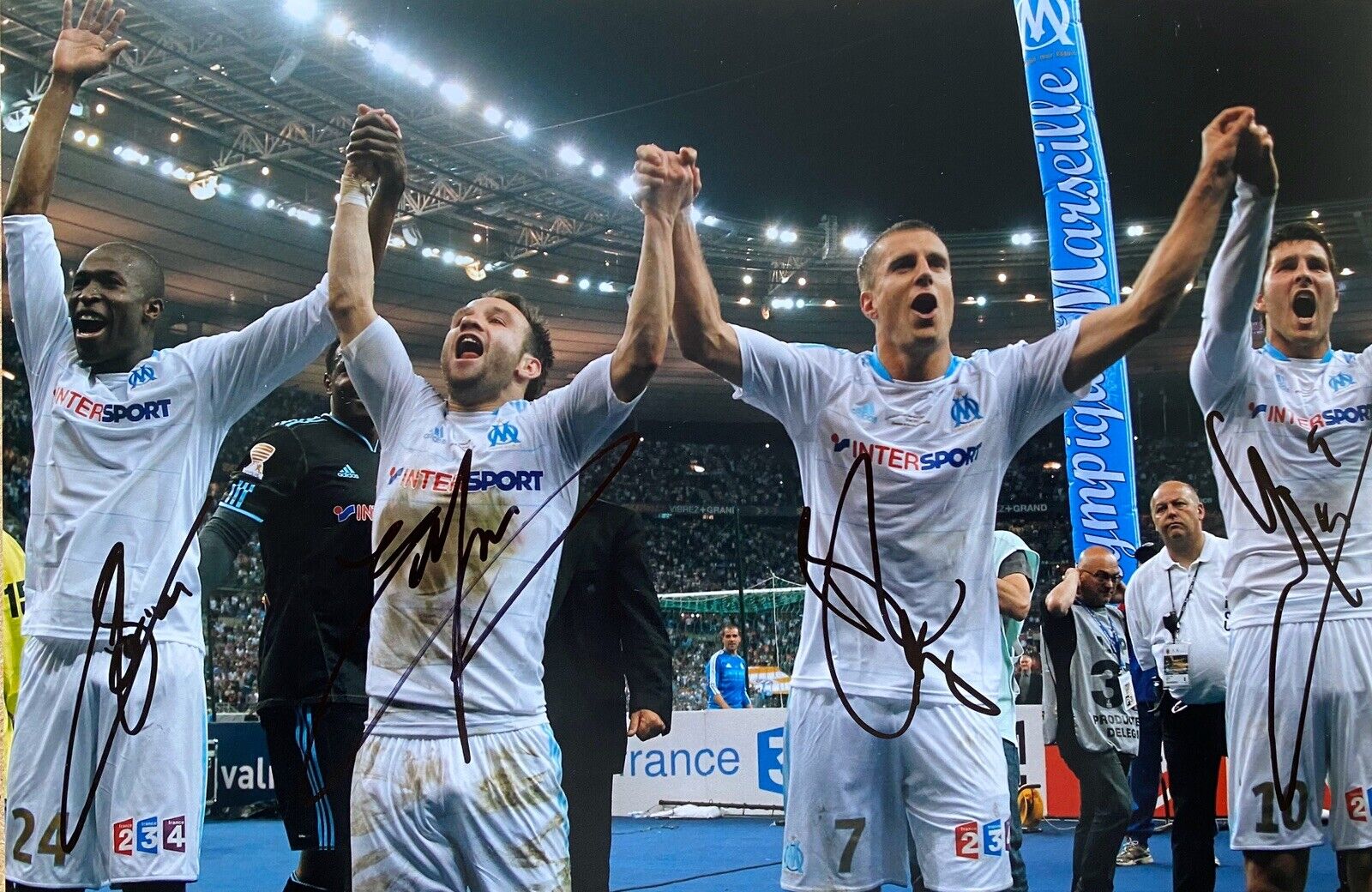 Fanni, Cheyrou, Gignac & Valbuena Hand Signed 12x8 Marseille Photo Poster painting