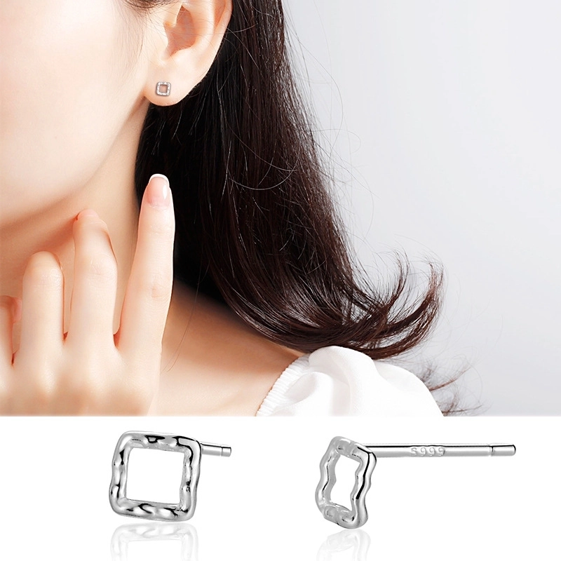 1 Pair 925 Sterling Silver Four Leaf Clover Star Lightning Ear Studs