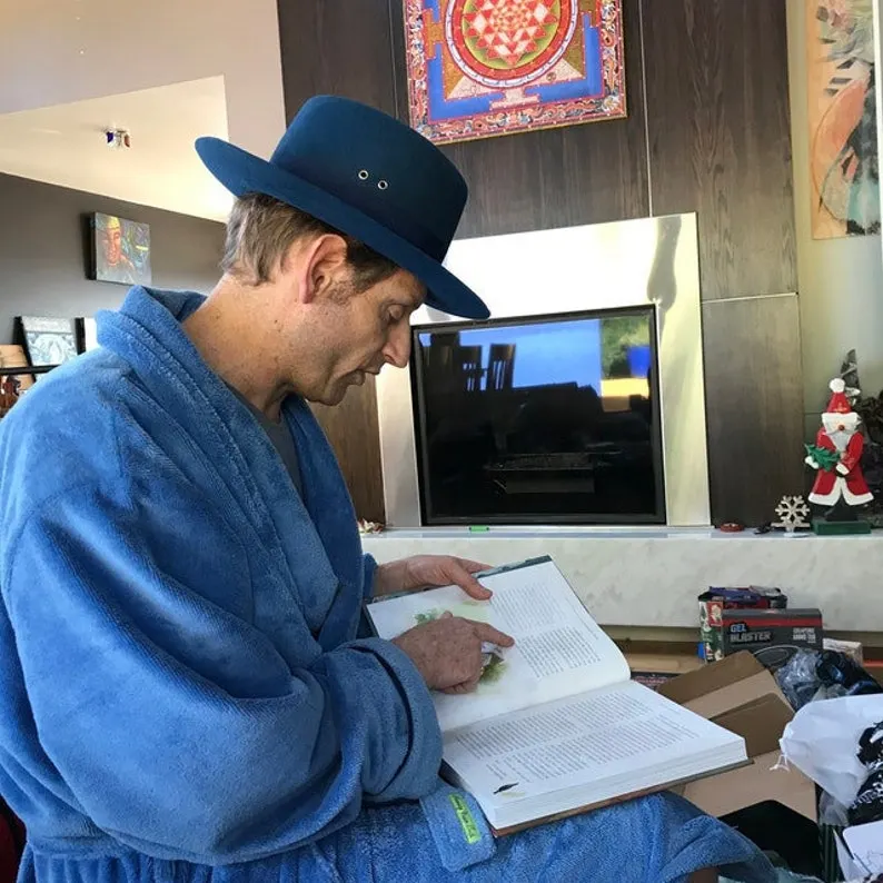 Fedora | | Indigo Blue Wide Brim Hat Men 