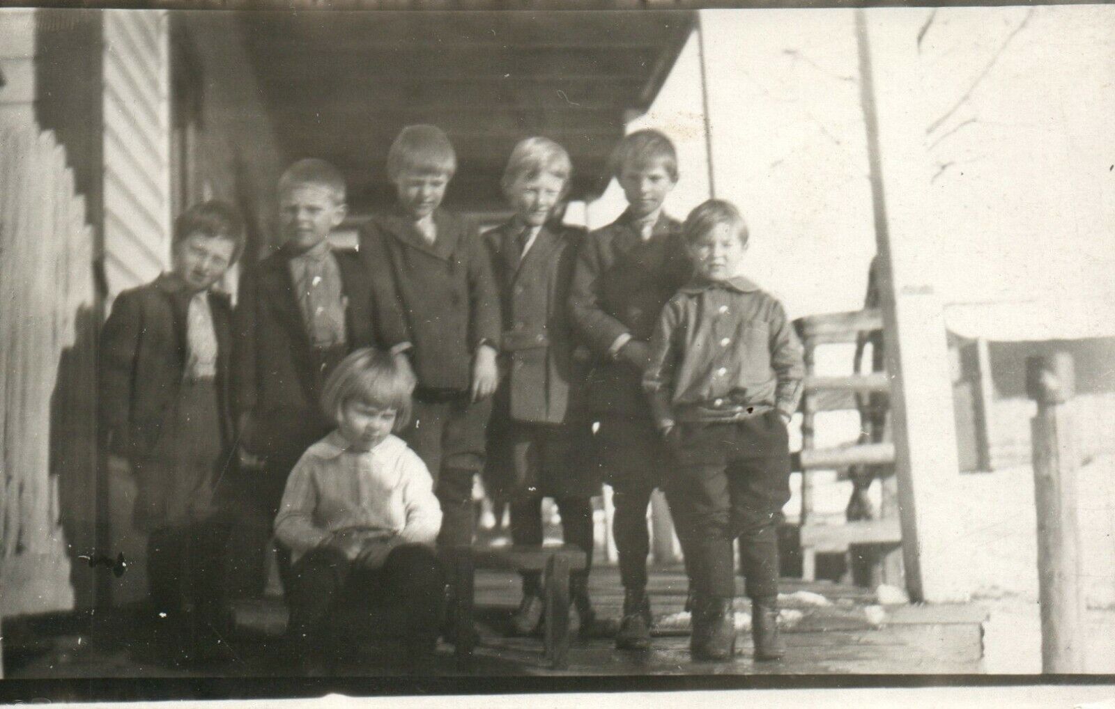 Antique Young Boys Gang RPPC Real Photo Poster painting Postcard