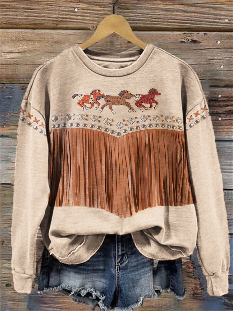  Horse & Fringe Western Art Casual Sweatshirt Westsshops