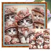 (Multi-Style) Flowers Cats-11CT Stamped Cross Stitch 50*50cm/19.69*19.69in tapestrymarket