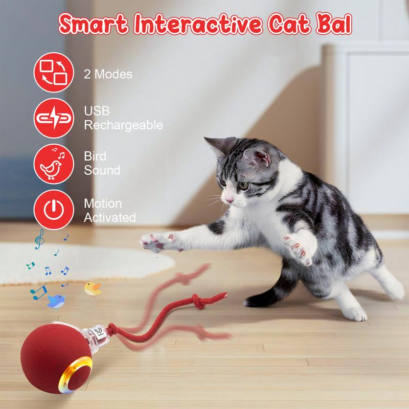 SPOVEN Cat&Dog Toy - Interactive USB Rechargeable  Ball Toy on Rug with Bird Chirping, Anti-Depression Fun Gift for Cats & Dogs 2
