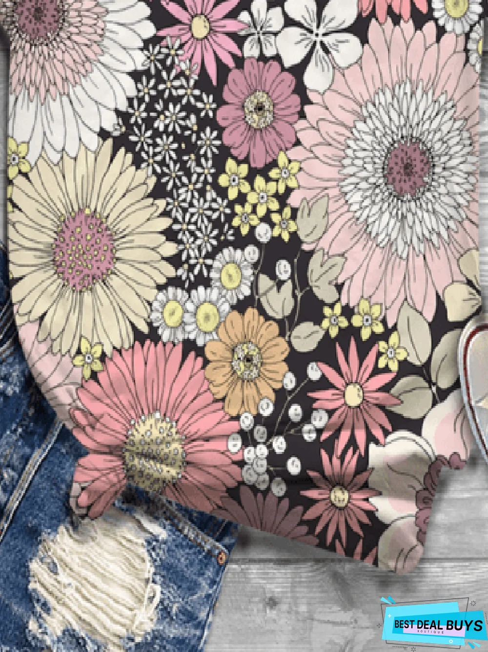 Casual Floral-Print Short Sleeve T-shirt