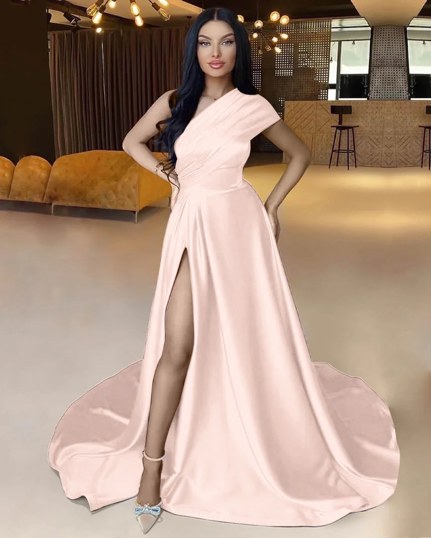 Royal Blue One Shoulder Lace Prom Dress with Slit LF060 main image 1