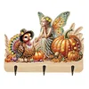 Wooden Pumpkin Turkey Elf 3 Hooks Diamond Painting Hook Rail DIY Crafts Decor