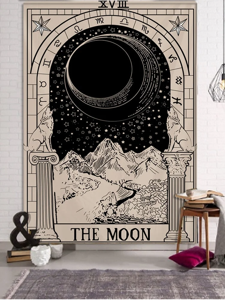 Myth Illustration Style Tarot Tapestry Creative Dark Witchcraft Room Headboard Arras Carpet Astrology Blanket Home Decoration