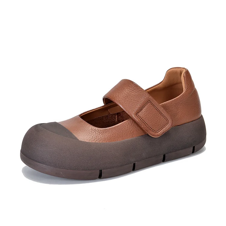 Simple Leather Soft Bottom Velcro Shoes