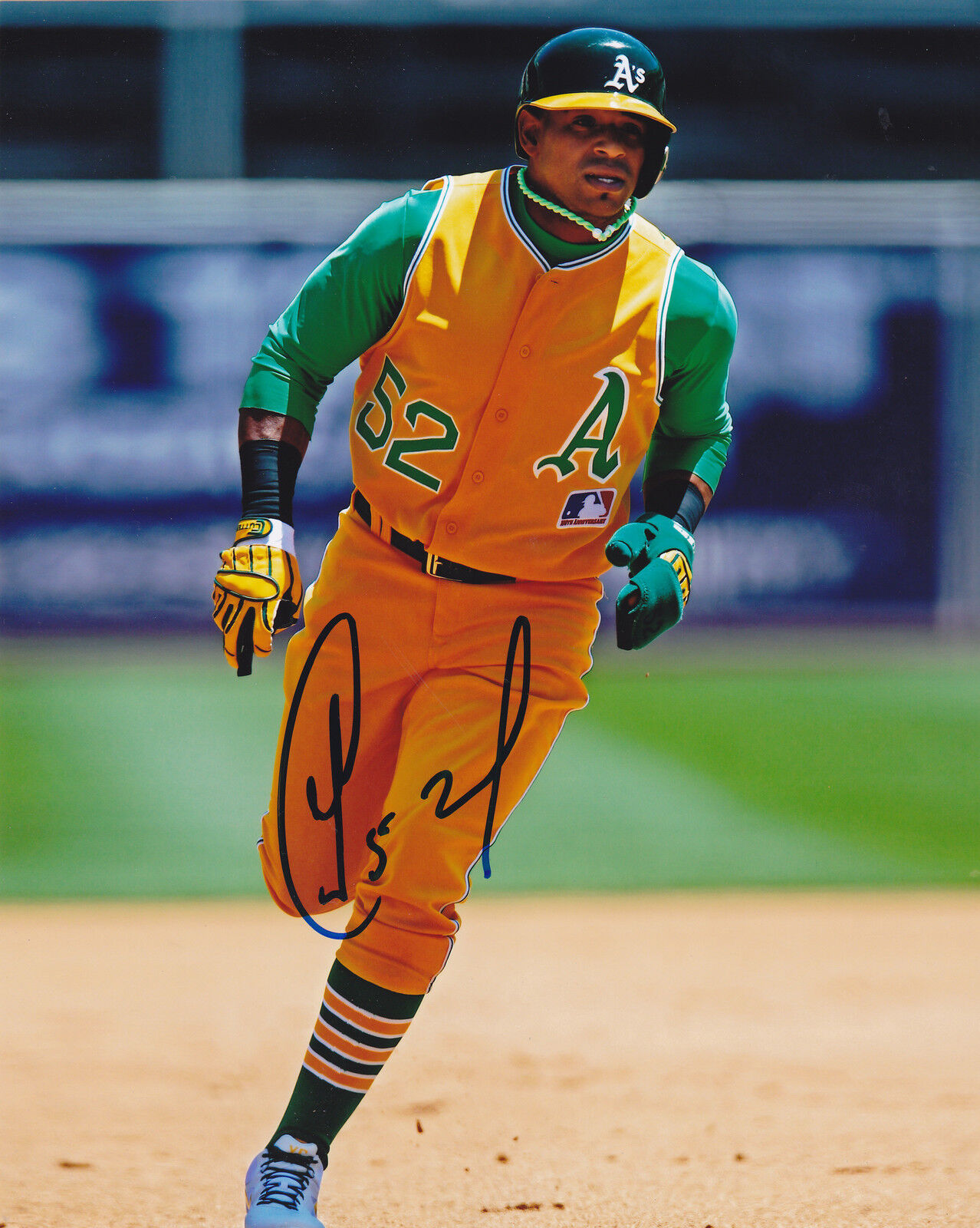 YOENIS CESPEDES OAKLAND A'S ACTION SIGNED 8x10