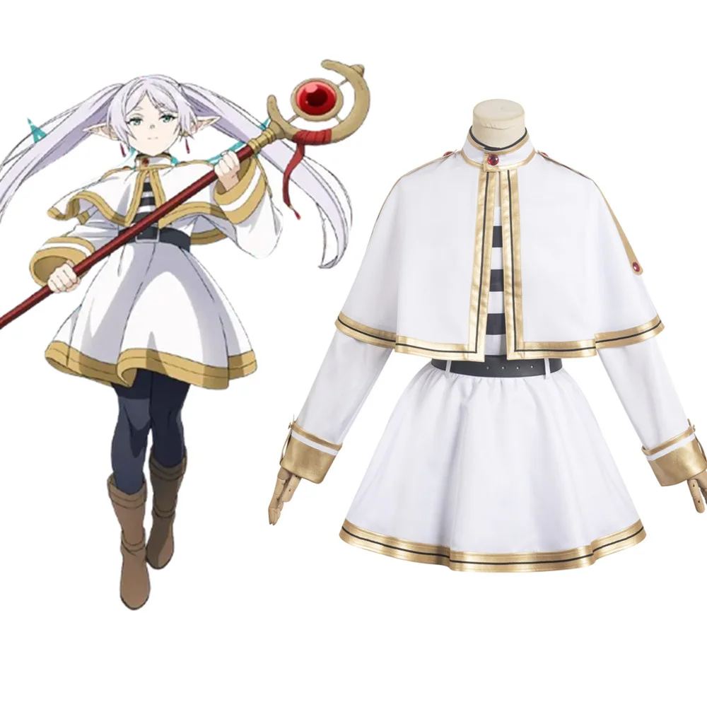 Anime Frieren: Beyond Journey's End Frieren White Dress Outfits Cosplay Costume Halloween Suit