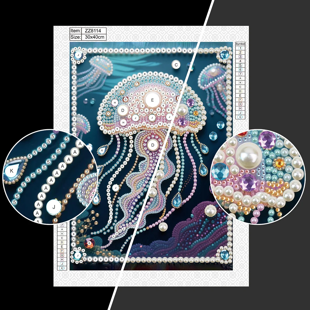 White Jellyfish DIY Partial Diamond Pearl Painting Art Kits 30x40cm Special Shape Pearl Gem Paintings Picture Arts Craft for Adults Beginners Home Wall Decor