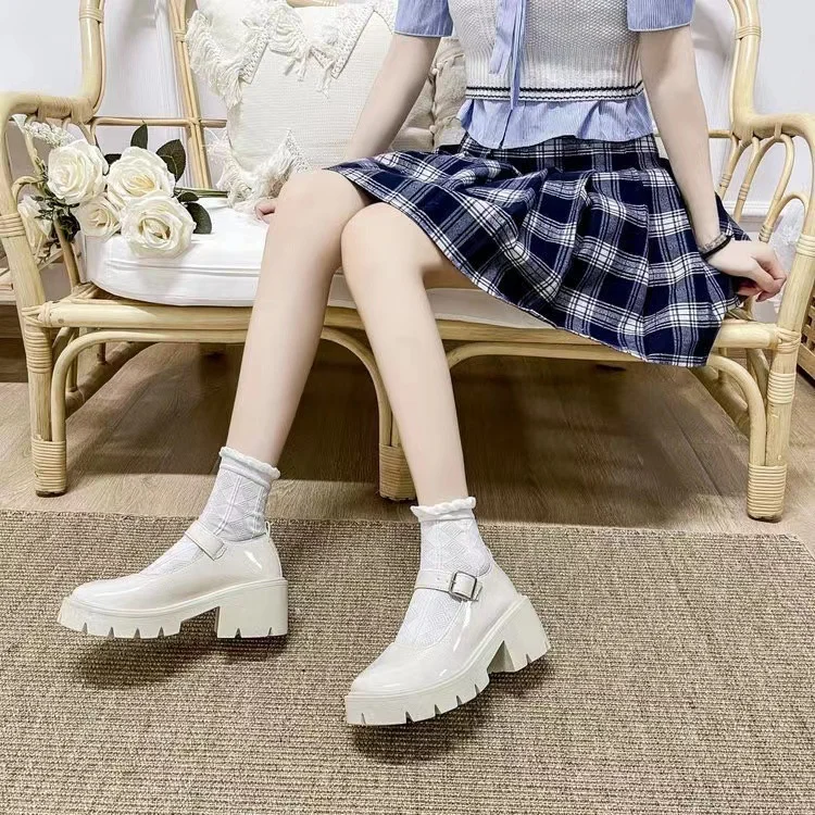 Breakj Breakj Women's 2025 New Mary Jane Women's Shoes Thick Heel Thick-Soled JK Uniform Single-Shoe High-Heeled Women's Retro English Style