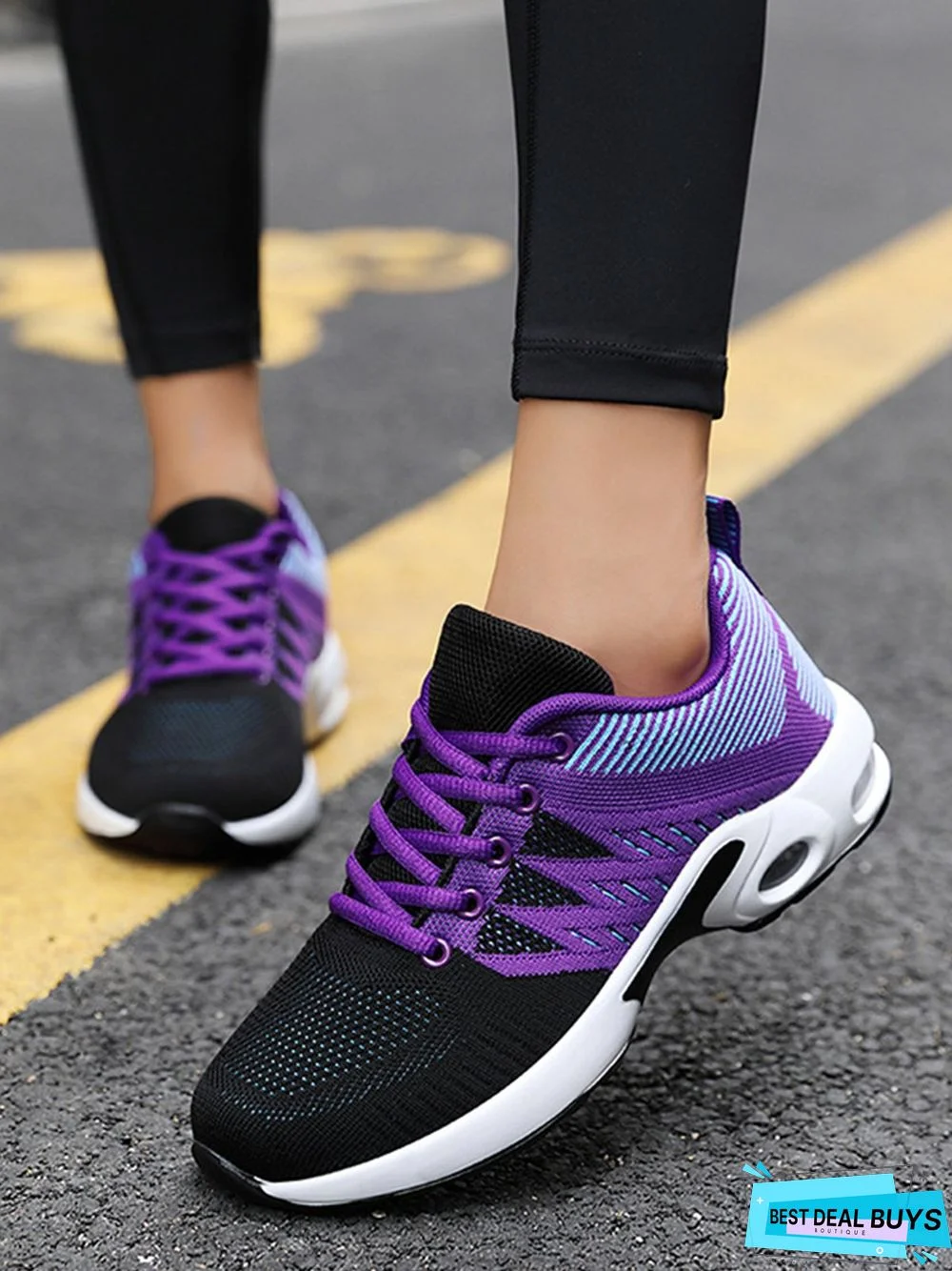 Breathable Mesh Fabric Color Block Sport Sneakers