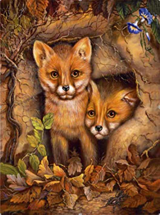 

Fox Cubs in Den – Paint By Numbers - 40*50CM, 501 Original