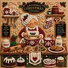 (20x20cm)Xmas Kitchen DIY Pearl Painting Art With Inner Wooden Framed Kit