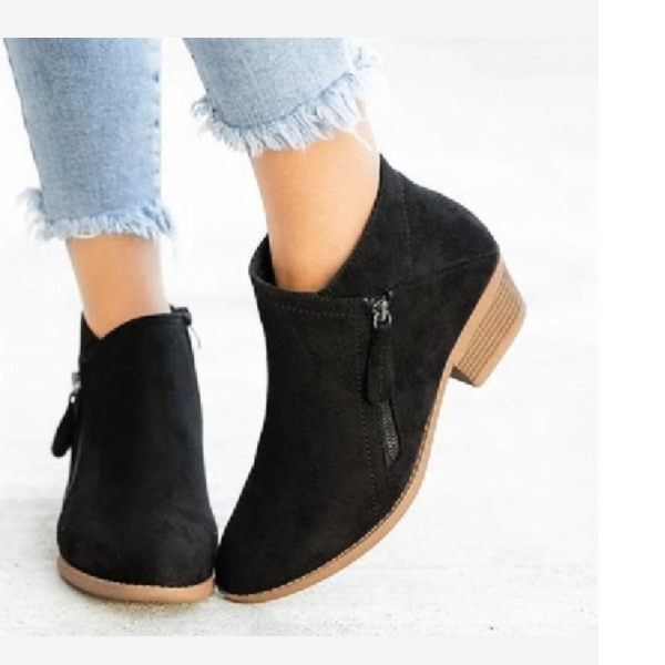 Women's Casual Side Zipper Design Junior Heel Chelsea Boots