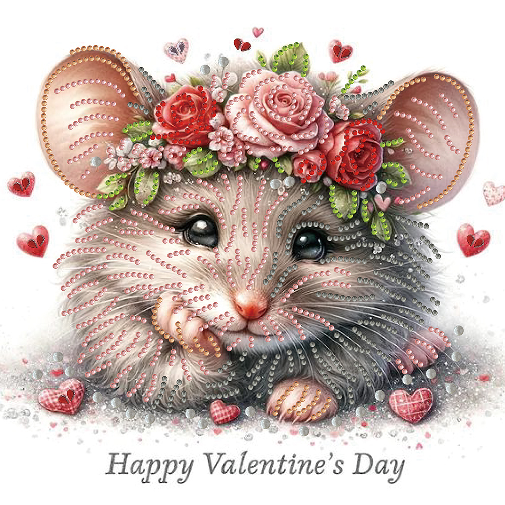 Valentine'S Day Mouse 30*30cm(canvas) special shaped drill diamond painting