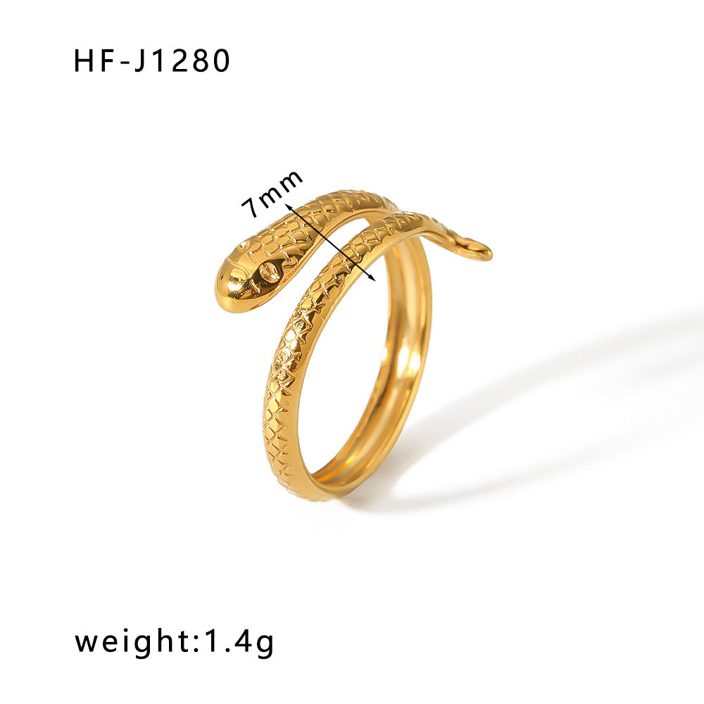 Women IG Style Snake Geometric Stainless Steel Electroplating Rings