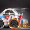 【Spark + Drift Double Cool】BMW M4 Egg-Shaped Spark Remote Control Car, Electric Four-Wheel Drive Desktop Drift Toy, Nighttime Cool Gadget
