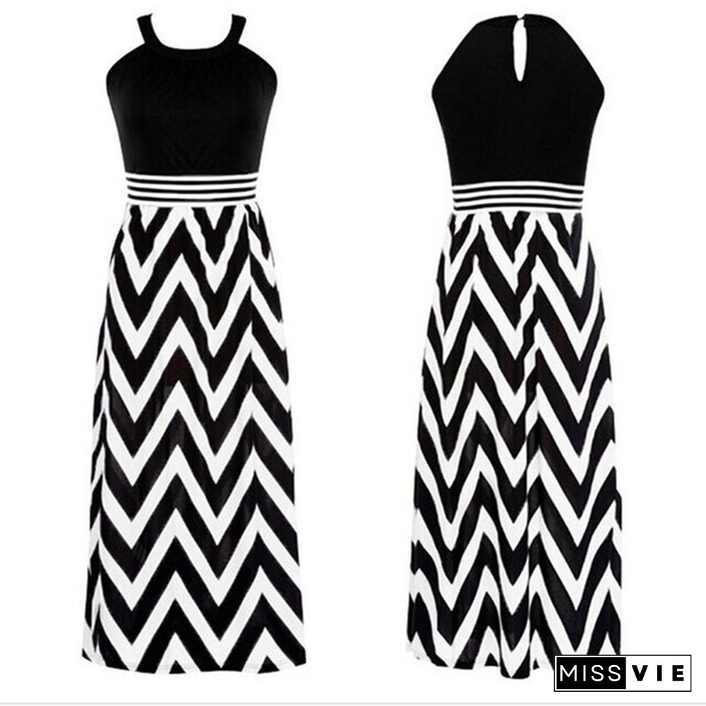 Women Sexy Striped Summer Boho Chiffon Long Maxi Dress Evening Party Beach Dress&nbsp;