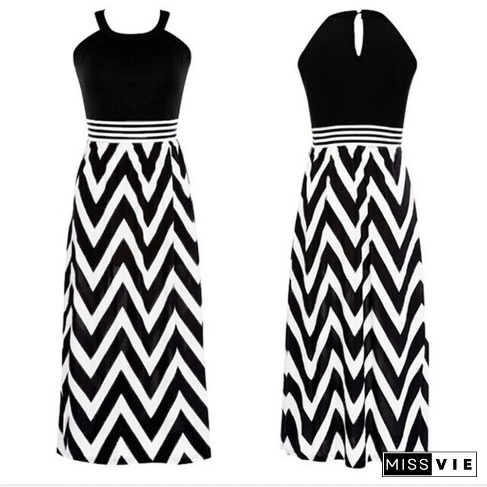 Women Sexy Striped Summer Boho Chiffon Long Maxi Dress Evening Party Beach Dress&nbsp;