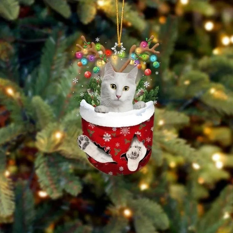 VigorDaily Cat In Snow Pocket Christmas Ornament SP171