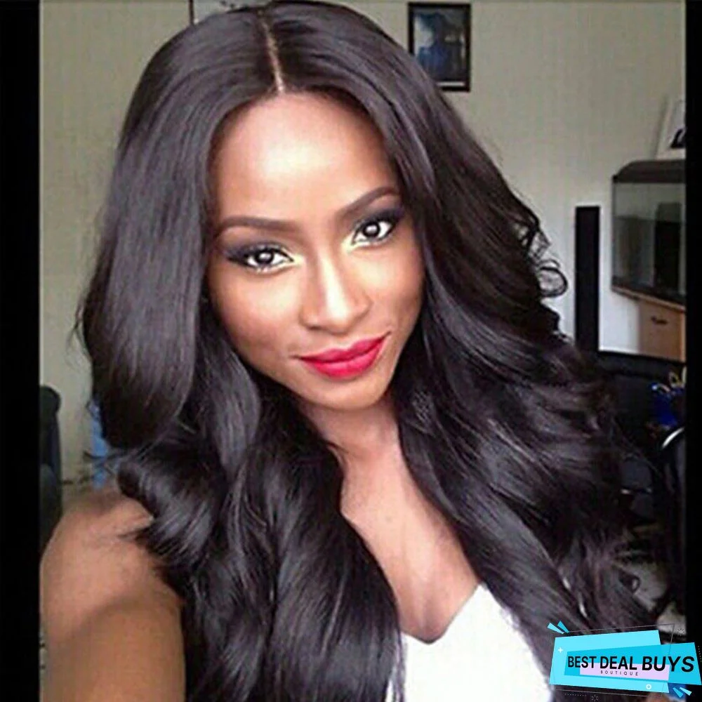 Long Curly Black Female High-Temperature Silk Headgear with Big Waves