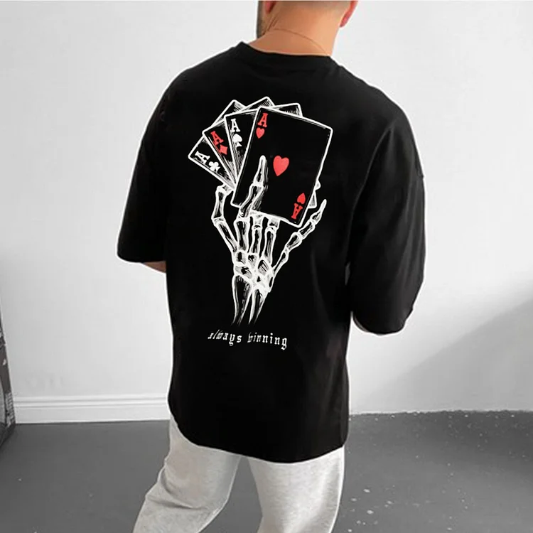 Men's Oversized Poker Print T-Shirt