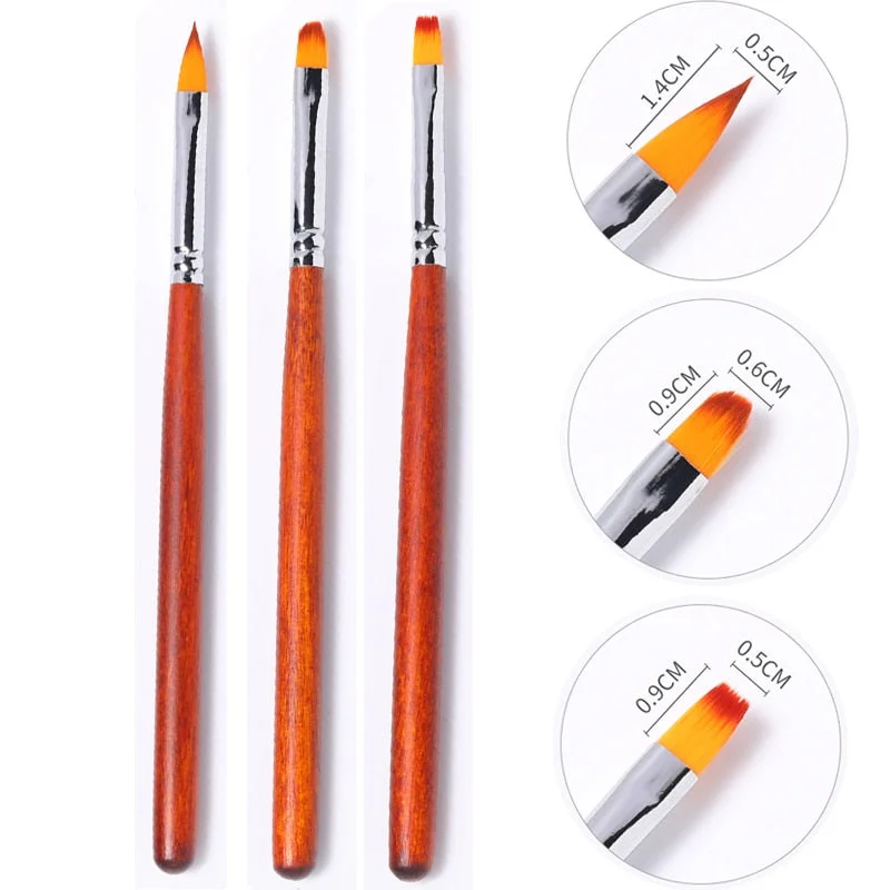3pcs/Set Nail Brush Nail Art Acrylic Liquid Powder French Stripes Lines Liner Painting Design Brush Dotting Picking Pen Tool