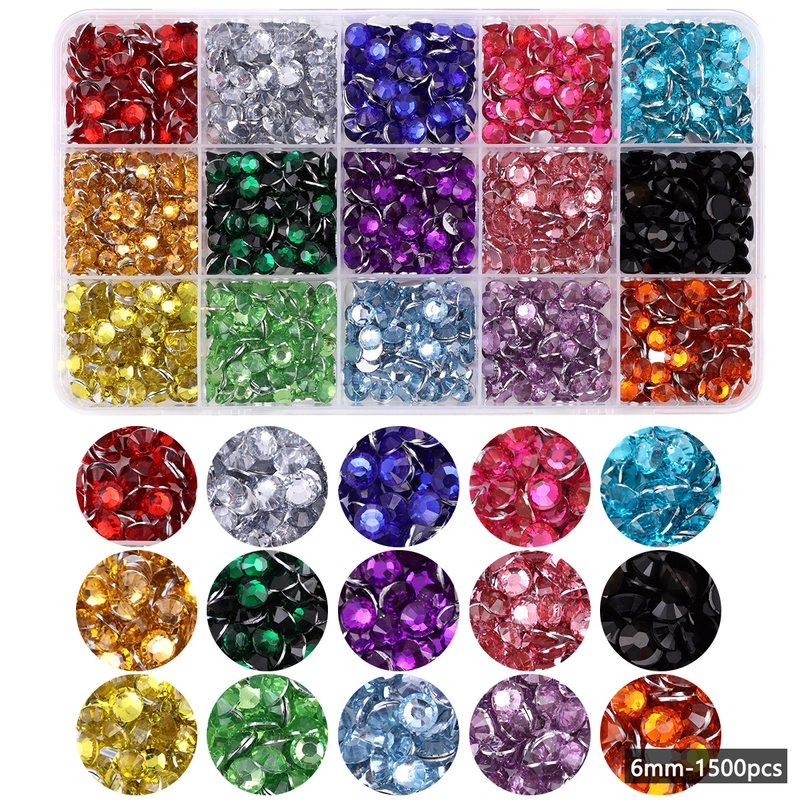 15 Color Resin Bottoming Drill Color AB Diamond Mixed Color Acrylic Diamond Handmade DIY Stick-on Crystals Large Transparent Rhinestone Jewelry Suit