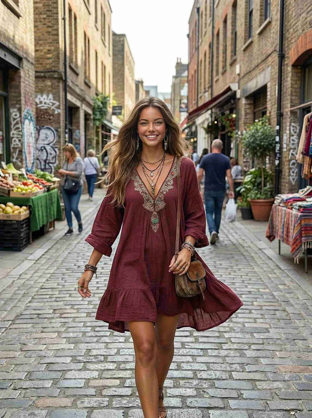 Women's Casual Linen Retro Ethnic Style Loose Top Dress