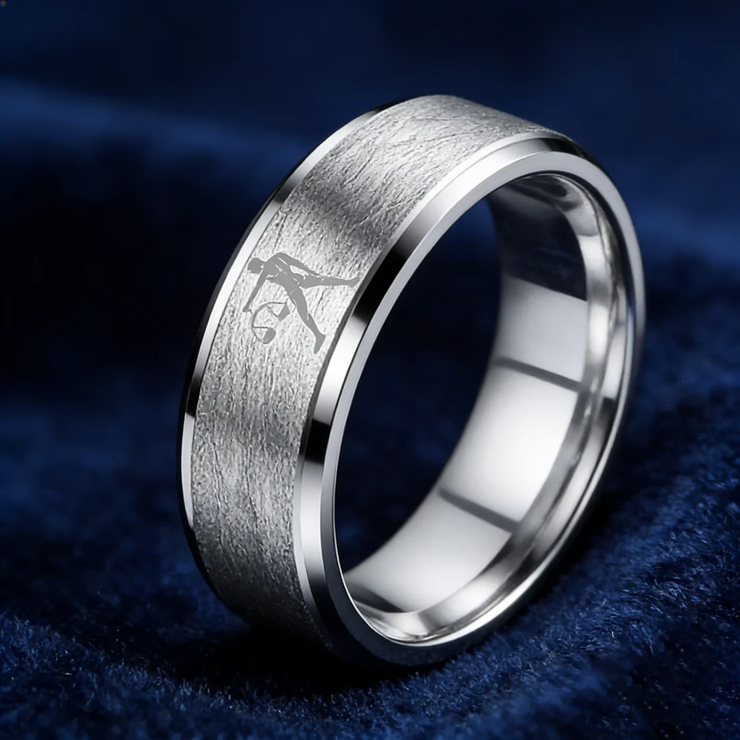 Sliver Libra Couples Dome Tungsten Carbide Rings Prints Laser Design Step Edge Tungsten Wedding Bands 4MM 6MM 8MM
