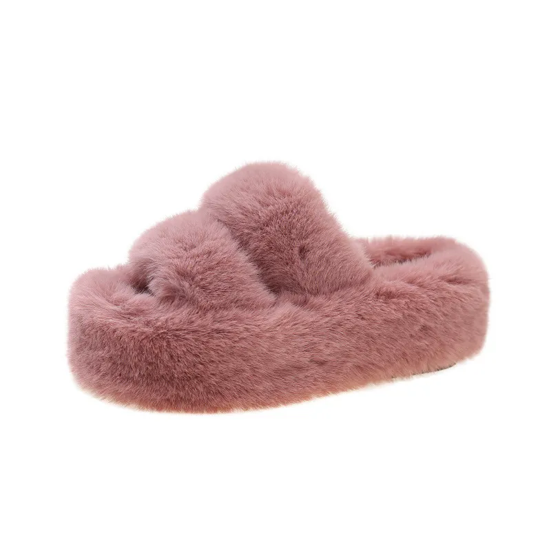 Breakj Breakj Tide Slew Soft 7Cm External Wear Hairy Slippers Women Flat-Bottom One-Word Drag Autumn New Thick