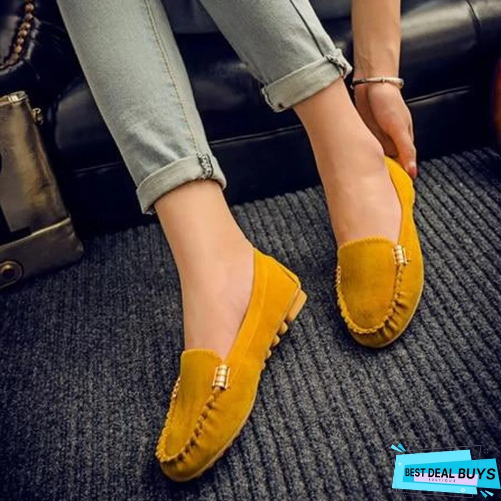 Plus Size Women Flats Shoes Candy Color Slip On Flat Comfortable Loafers Shoes