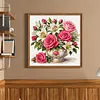 Lily Rose Vase Full 18CT 2 Strands DIY Stamped Cross Stitch Kits for Beginners Adults Home Wall Decor Cross Stitch Art and Crafts Kits 25x25cm