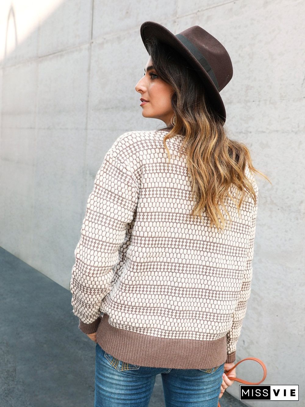 Knitted Shift Sweet V Neck Sweater