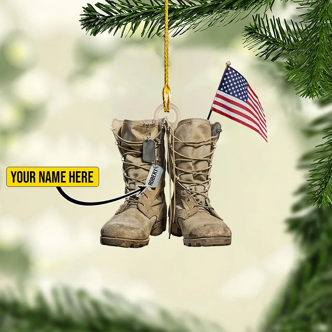 Personalized Military Combat Boots Ornament