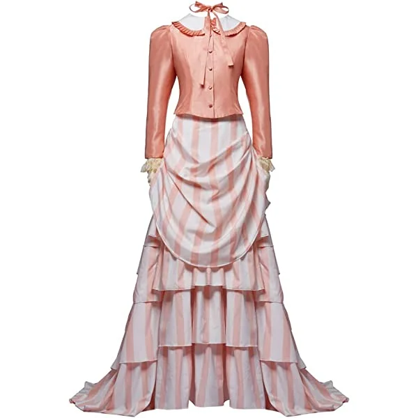Victorian Civil War Steampunk Bustle Ball Gown Striped Dress Theater Costume