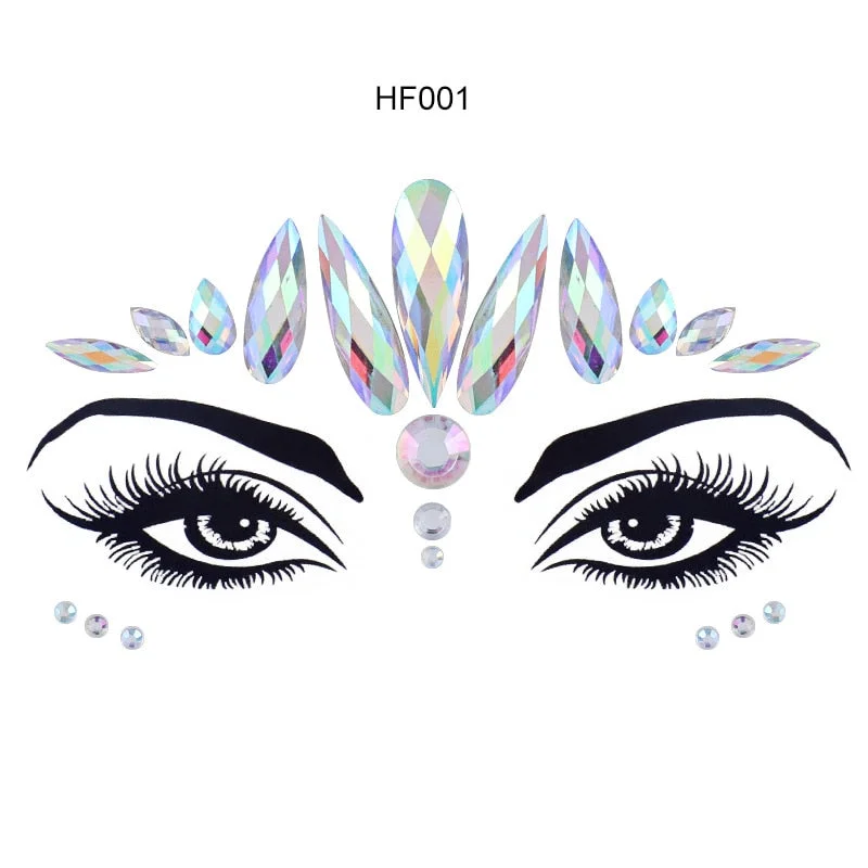 3DTemporary Face Rhinestone Glitter Tattoo Stickers Face Jewels Gems Festival Party Makeup Body Jewels Flash Beauty Makeup Tools