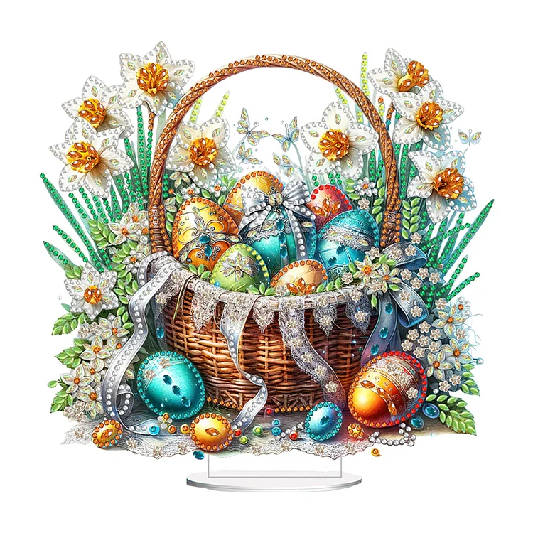 Easter Special Shape Desktop Diamond Art Kit for Adults Beginner (Basket Egg 4)
