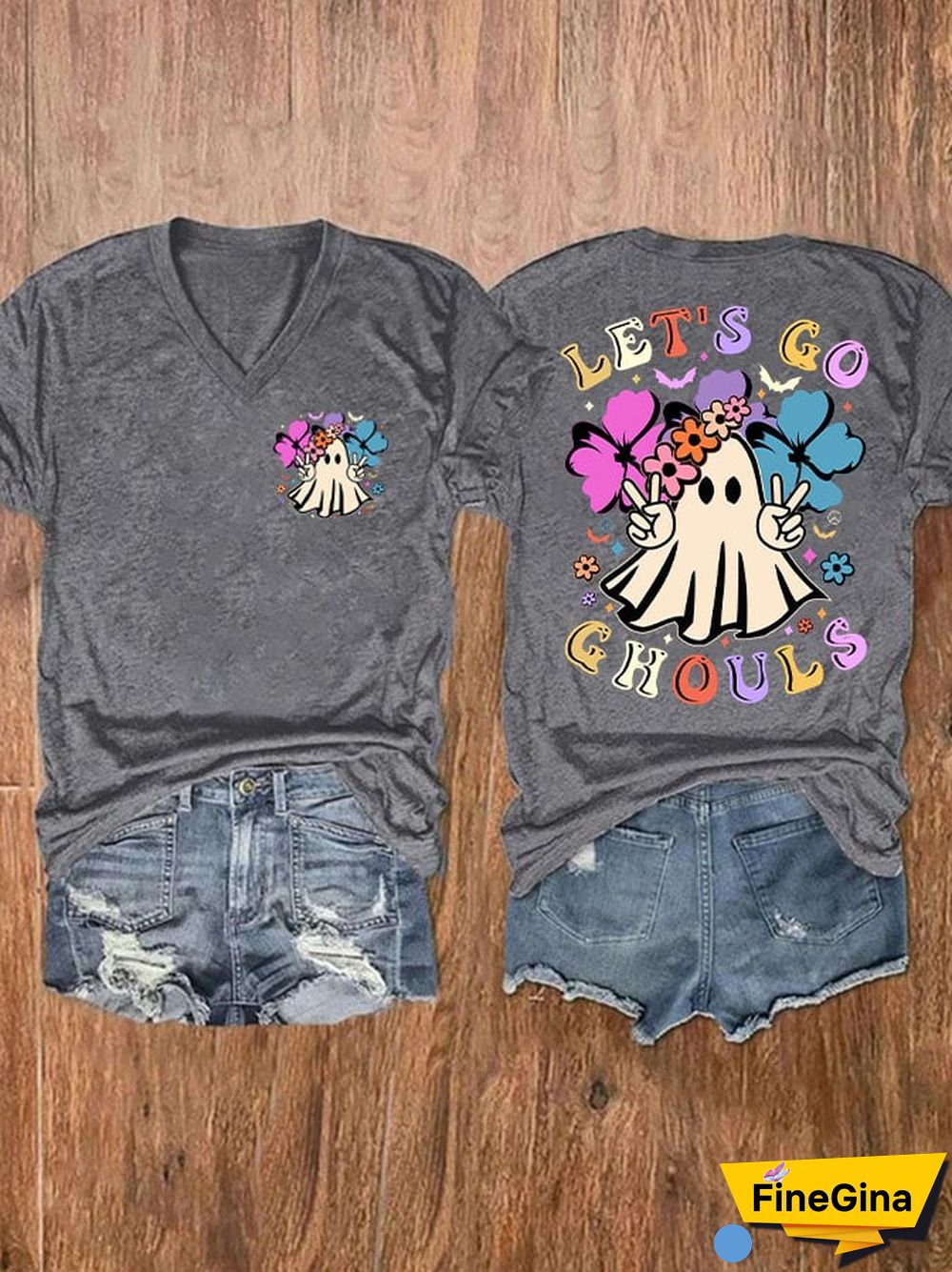 Women'S Let'S Go Ghouls Printed Short Sleeve T-Shirt