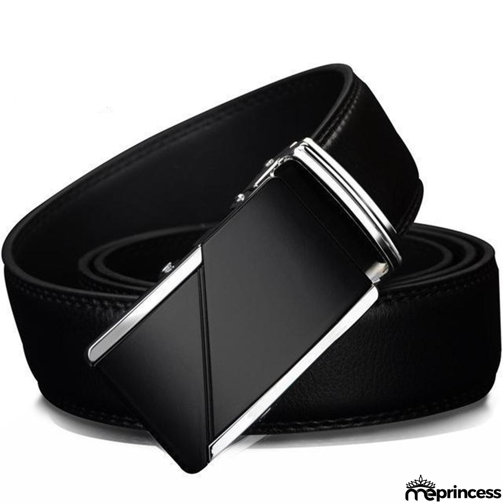 Men's Genuine Leather Plain Automatic Alloy Buckle Closure Belts