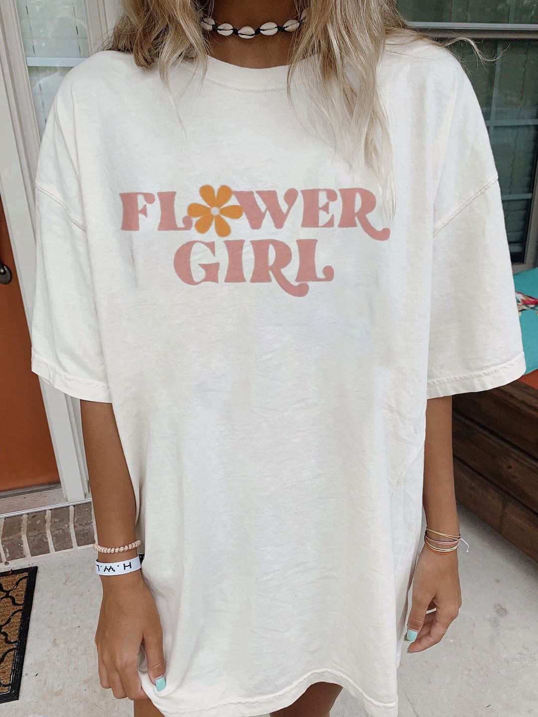 Women's Flower Girl Cotton Oversized T-Shirt