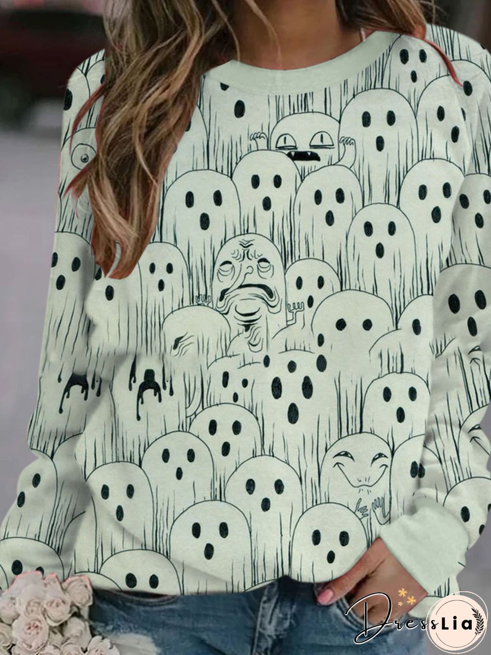 Women'S T-Shirts Printed Round Neck Long Sleeve Casual T-Shirt