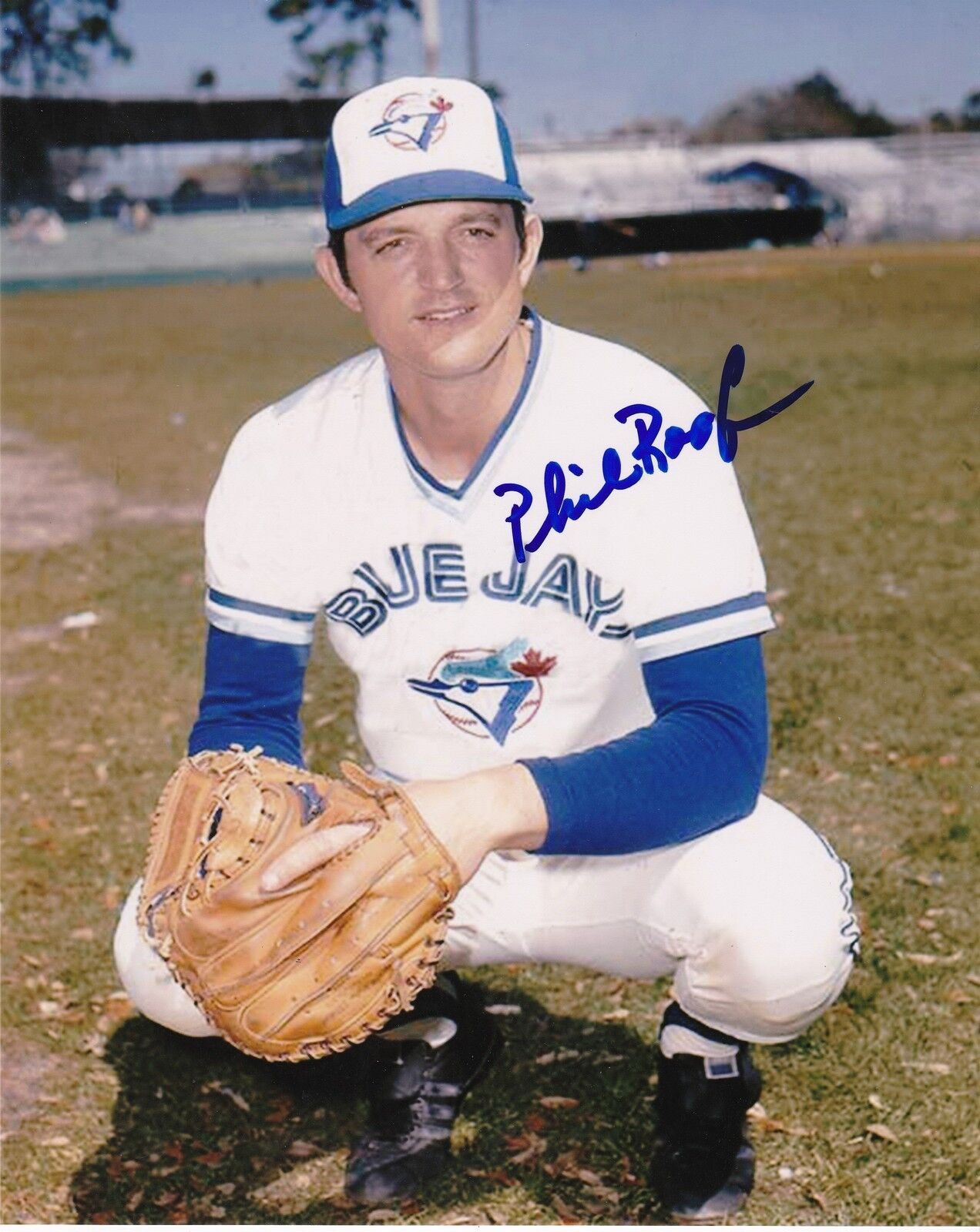 PHIL ROOF TORONTO BLUE JAYS ACTION SIGNED 8x10