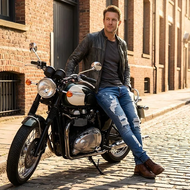 👖SCONTO DEL 60%! 🔥 Jeans skinny da uomo alla moda con effetto consumato &ndash; Vestibilit&agrave; slim affusolata, cotone traspirante e dettagli strappati di tendenza