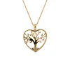 14K Yellow Gold Heart Shape Pendant Necklace - Tree of the Soul Design