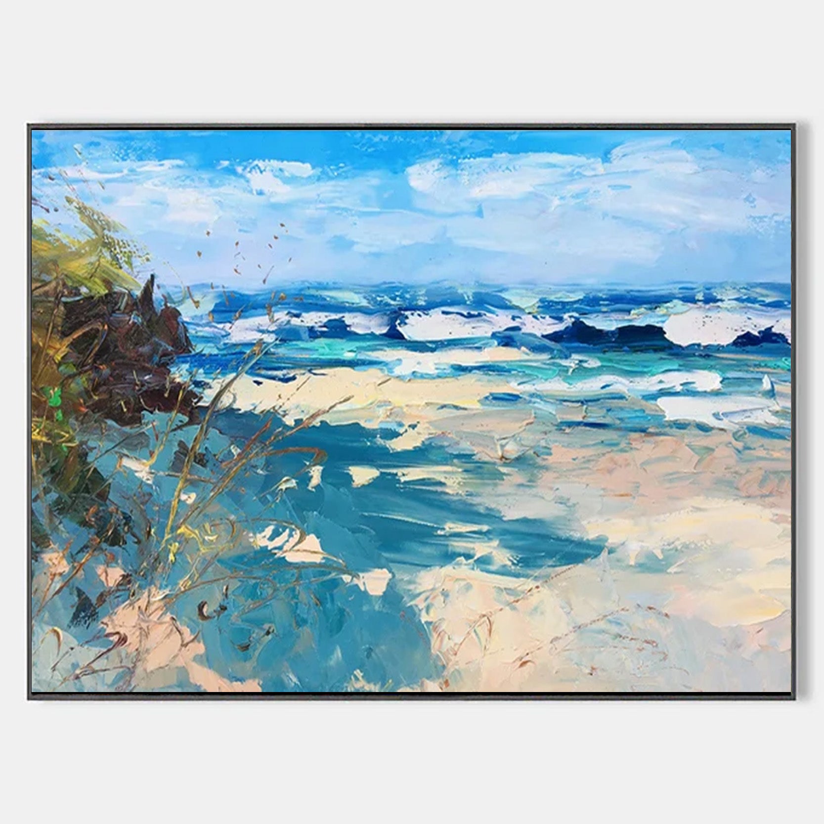 Arabelart AR631 Beach Wall Art, Framed Canvas Art, Hand-Painted Masterpiece