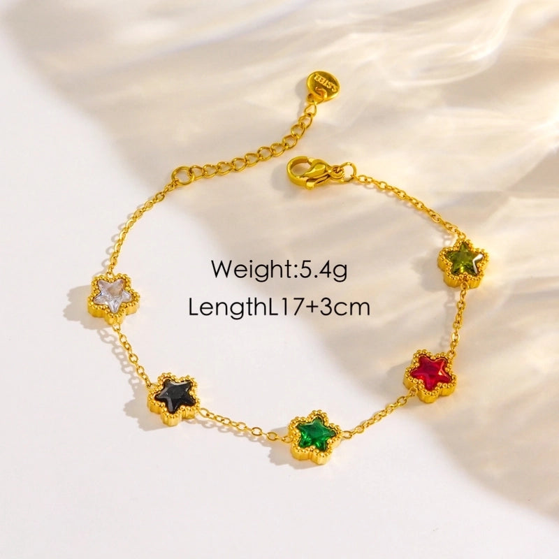 Minimalist Geometric Butterfly 304 Stainless Steel Natural Stone Zircon Bracelets In Bulk