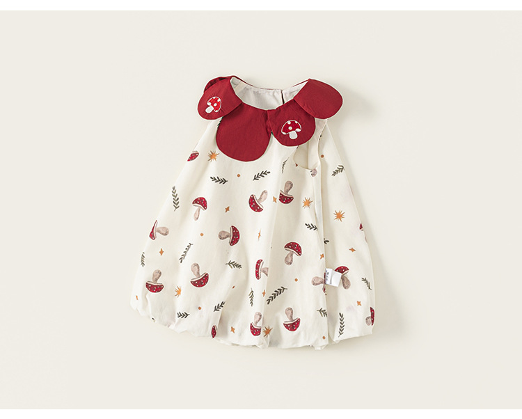 Sweet summer dress for girls, children's lace collar mushroom flower skirt, thin sleeveless dress for baby girls